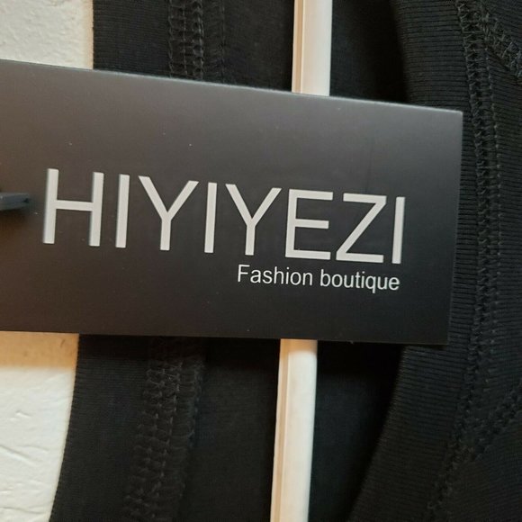 HIYIYEZI Womens O Neck Plain Side Split Loose Casu - Picture 7 of 7